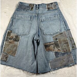 Anthropologie Pilcro The Adi‎ Patchwork Mid-Rise Relaxed Bermuda Shorts Size 24